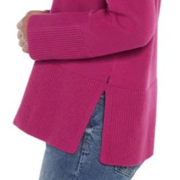GAP Crew Neck Cotton Sweater Sz XL 16 Fuchsia Pink Shirt Knit Top Side Slits NWT - Picture 4 of 12